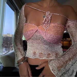 Knit Off-Shoulder Sequin Top